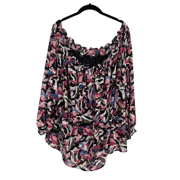 Lane Bryant Top Women 22 Pink Off Shoulder Sheer Feminine Classic Mature Preppy - Picture 1 of 11